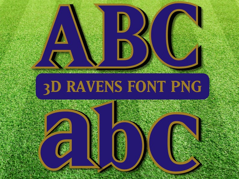 3D Ravens Jersey Alphabet PNG: Purple & Gold Letters (digital Download ...