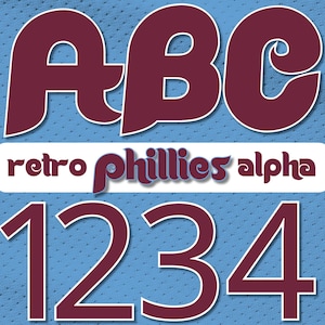 Retro honkbalalfabet en cijfers uit Philadelphia, letters honkbaltrui png, teambrieven, throwback, kit honkballetters png