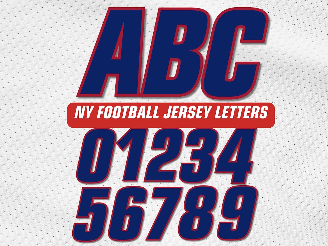 Football Jersey Font: Red, White & Blue Letters and Numbers PNG
