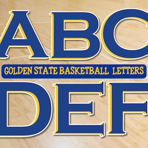 3D Golden State Basketball Alphabet, Basketball Buchstaben PNG, San Francisco Basketball, Gelbe und Blaue Basketball Jersey Buchstaben