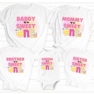 Rosa Limonade Baby Shower Familie Bügelbild Bundle - PNG - Print On Demand - T-shirts - Transferpresse - Herunterladen - Zitronen & Blumen