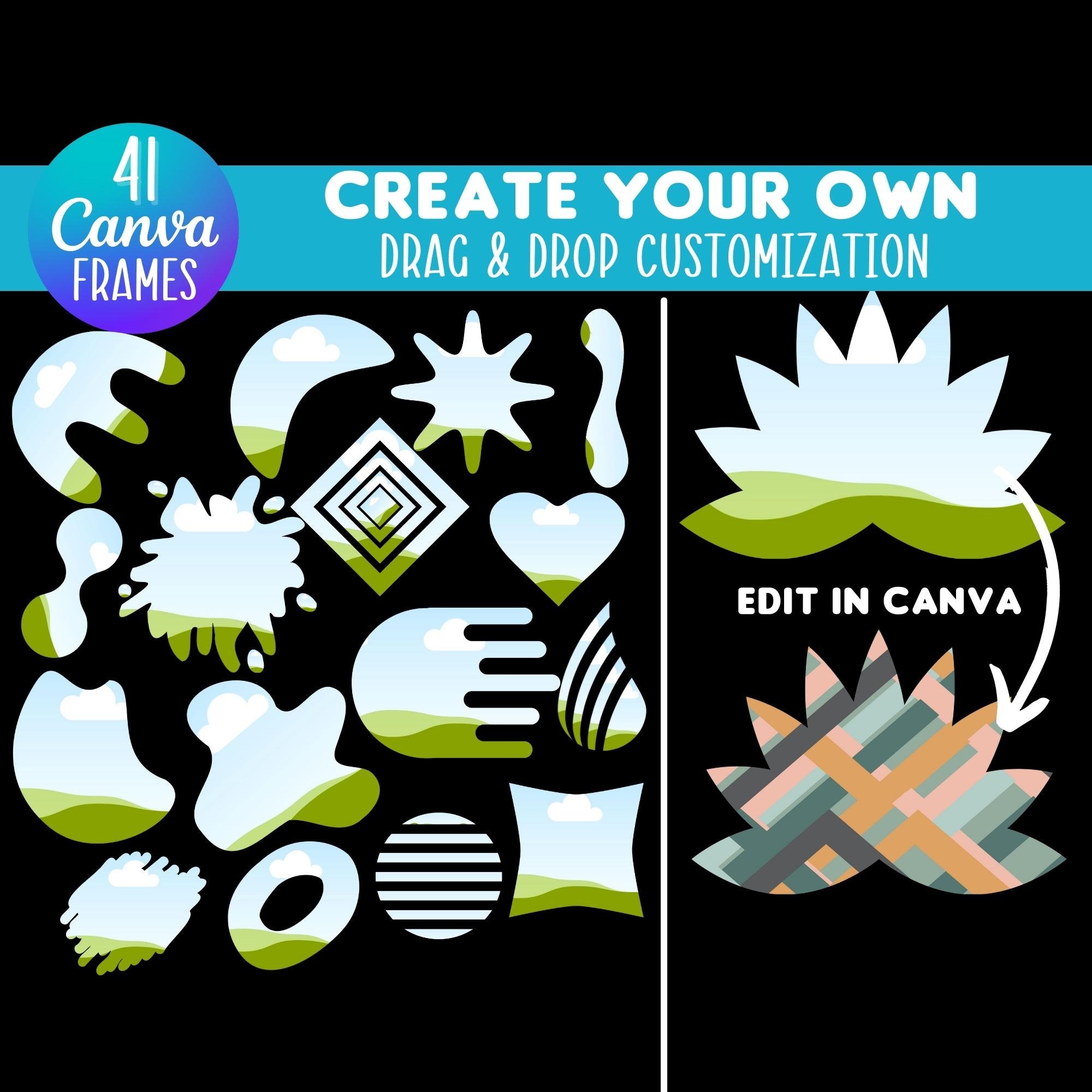 Abstract Canva Frames Bundle: Drag & Drop Shapes (Digital Download)