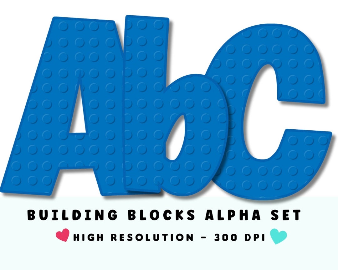 BUILDING BLOCKS Alphabet & Numbers Set PNG Scrapbooking, Crafting, Iron