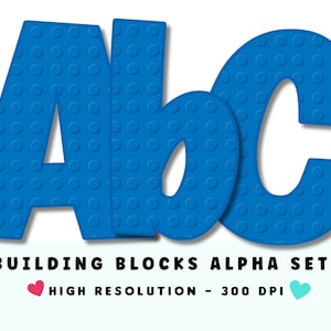 BUILDING BLOCKS Alphabet & Numbers Set PNG - Scrapbooking, Crafting, Iron On, Print, Digital Letters, Block Letters, Building Block Letters