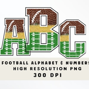LETRAS DE FÚTBOL, alfabeto deportivo y números Set PNG - Scrapbooking Letters - Block Letters - Sports Font Football Letters Set - Alpha Set