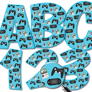 Gamer Alphabet & Numbers PNG: Video Game Letters (Digital Download)
