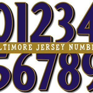 Baltimore Football Trikot-Nummern, Fußballzahlen PNG, Trikot-Nummern, Lila & Gold Trikot-Nummern PNG, 3D-Trikot-Nummern,