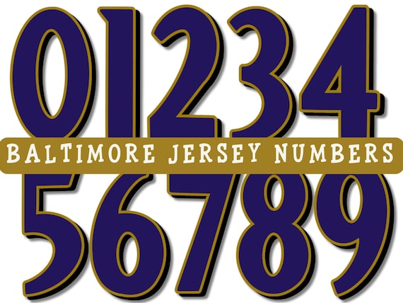 Baltimore Football Jersey Numbers PNG: Purple & Gold, 3D (digital