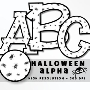 Lindo Spider Halloween Font Letter Set PNG, Alfabeto de vibraciones de Halloween, Sublimación, Prensa de calor, Hierro encendido, HTV, Impresión, Pastel Halloween Alpha