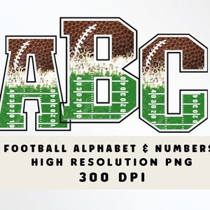 LETRAS DE FÚTBOL, alfabeto deportivo y números Set PNG - Scrapbooking Letters - Block Letters - Sports Font Football Letters Set - Alpha Set