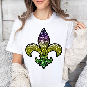 Lantejoulas Flor De Lis PNG, Design de sublimação para ferro em transferências, Impressão sob demanda, Prensa térmica, Lantejoulas brilhantes Mardi Gras Sublimação PNG