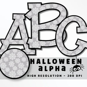 Spider Web Halloween Font Letter Set PNG, Alfabeto de vibraciones de Halloween, Sublimación, Prensa de calor, Hierro encendido, HTV, Impresión, Spider Halloween Alpha