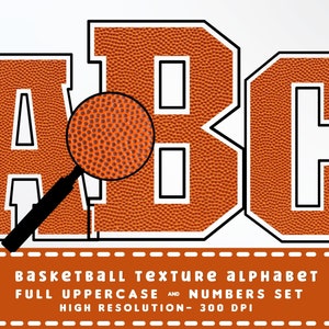 BASKETBALL BUCHSTABEN, Sport Alphabet & Zahlen Set PNG - Scrapbooking Buchstaben - Blockbuchstaben - Sport Basketball Buchstaben Set - Alpha Set