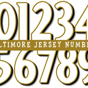 Baltimore Football Trikot-Nummern, Fußballzahlen PNG, Trikot-Nummern, Lila & Gold Trikot-Nummern PNG, 3D-Trikot-Nummern,