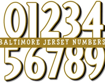 Baltimore Football Jersey Numbers PNG: Purple & Gold, 3D (Digital Download)