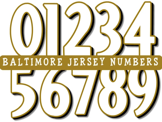 Baltimore Football Jersey Numbers PNG: Purple & Gold, 3D (digital