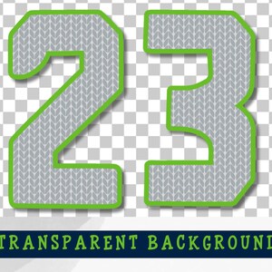 Puede incluir: Gr&aacute;fico del n&uacute;mero "23" con un patr&oacute;n de punto gris y un contorno verde brillante. El texto "TRANSPARENT BACKGROUND" se muestra en una pancarta azul oscuro en la parte inferior. Los n&uacute;meros est&aacute;n dise&ntilde;ados para uso digital.