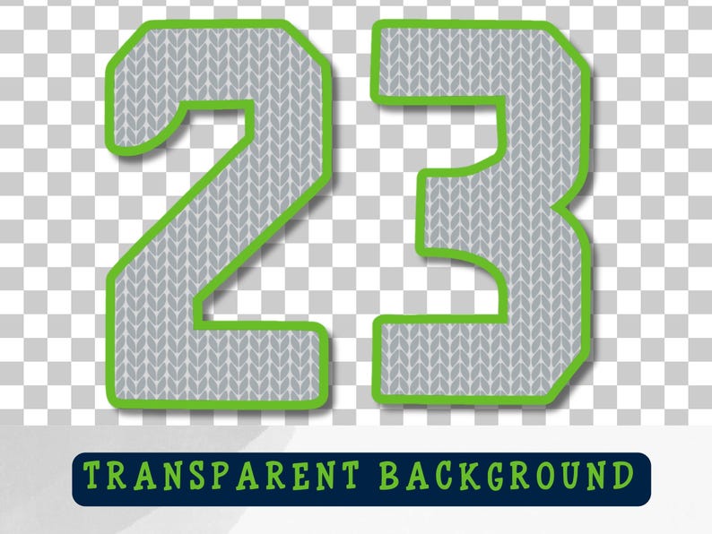 Puede incluir: Gr&aacute;fico del n&uacute;mero "23" con un patr&oacute;n de punto gris y un contorno verde brillante. El texto "TRANSPARENT BACKGROUND" se muestra en una pancarta azul oscuro en la parte inferior. Los n&uacute;meros est&aacute;n dise&ntilde;ados para uso digital.
