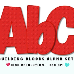 BUILDING BLOCKS Alphabet & Numbers Set PNG - Scrapbooking, Crafting, Iron On, Print, Digital Letters, Block Letters, Building Block Letters