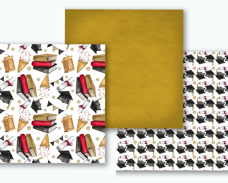 Red Graduation Pattern Red, Black & Gold Graduation Seamless Patterns (digital Paper) - Etsy