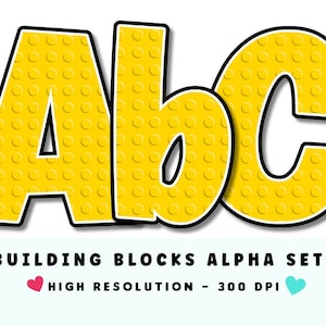 BUILDING BLOCKS Alphabet & Numbers Set PNG - Scrapbooking, Crafting, Iron On, Print, Digital Letters, Block Letters, Building Block Letters