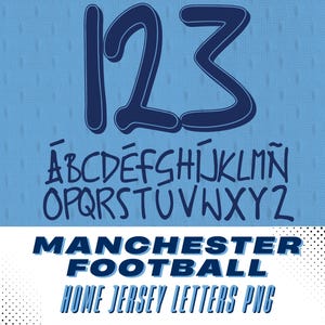 Manchester Football Jersey Numbers PNG: Sports Font Kit (Digital Download)