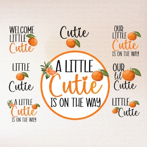 Little Cutie Baby Shower Clipart Set - hoge resolutie - 300 dpi - PNG - sublimatie Clipart - digitale download - schattige Tangerine Clipart