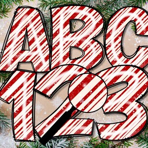 Juego de letras con efecto 3D en forma de bastón de caramelo, alfabeto navideño PNG, sublimación, prensa térmica, letras para álbumes de recortes, letras para manualidades, imprimibles