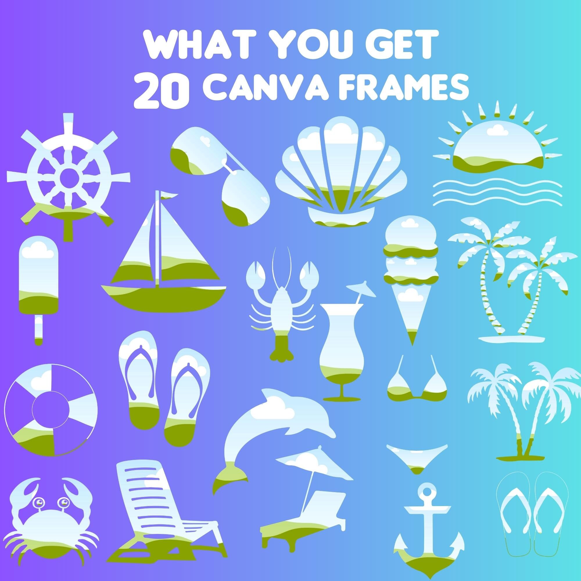 Canva Beach Frame Bundle Template Design Bundle Drag and Etsy