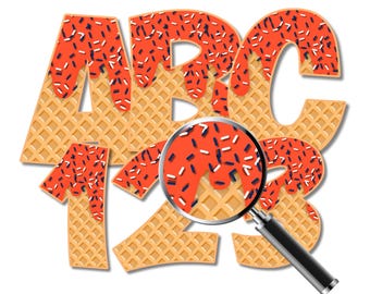 Ice Cream Sprinkles Alphabet PNG: Waffle Cone Letters (Digital Download)