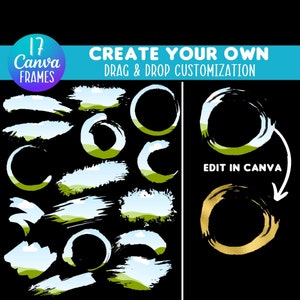 Brush Stroke Canva Frames: Drag & Drop Template Bundle (Digital Download)