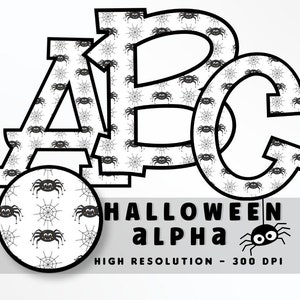 Lindo Spider Halloween Font Letter Set PNG, Alfabeto de vibraciones de Halloween, Sublimación, Prensa de calor, Hierro encendido, HTV, Impresión, Pastel Halloween Alpha