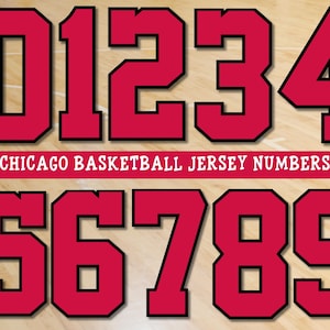 Números da camisa de basquete do Chicago, números da fonte atlética PNG, números da camisa esportiva, números do kit da camisa PNG, números da fonte esportiva, baixar