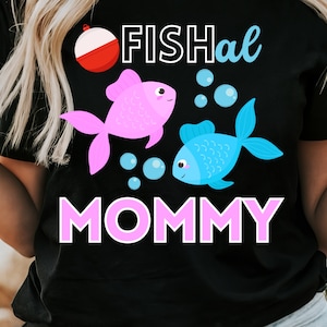 Mommy Fishing Gender Reveal-sublimatieontwerp PNG voor opstrijktransfer, HTV, hittepers, vis-he of vis Gender Reveal-ontwerp, toekomstige mama