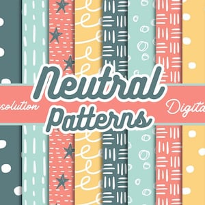 Neutral Boho Digital Paper Pack: 12x12 Scrapbook Patterns (Digital Download)