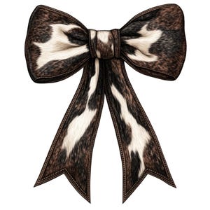 Country Western, Texture di pelliccia di mucca, Fiocco stile Coquette PNG, Design a sublimazione, Stirare, Pressa a caldo, Fiocco Coquette PNG, Fiocco di pelliccia di mucca PNG
