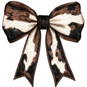 Country Western, Texture di pelliccia di mucca, Fiocco stile Coquette PNG, Design a sublimazione, Stirare, Pressa a caldo, Fiocco Coquette PNG, Fiocco di pelliccia di mucca PNG