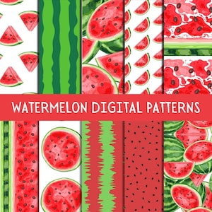 Watermelon Digital Paper - High Resolution - 12x12 - Scrapbooking - Cards - Digital Download - Printable -Digital Craft - Summer Paper