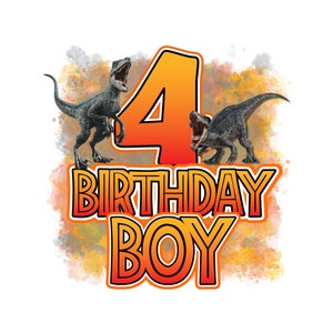 Dinosaure quatrième anniversaire PNG Sublimation Design pour le fer sur les transferts, impression à la demande, T-shirts, presse à chaud - Télécharger - Anniversaire de dinosaure