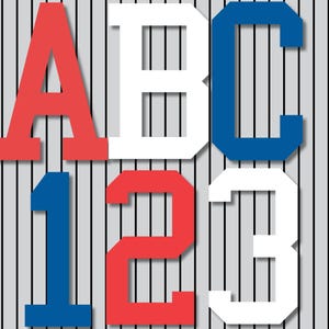 Los Angeles Baseball Alphabet & Numbers PNG: Jersey Font (Digital Download)