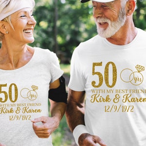 Custom 50th Anniversary T-shirt - Vneck - Crewneck - Wedding Anniversary - Personalized - DTG Printing - Golden Anniversary Shirts