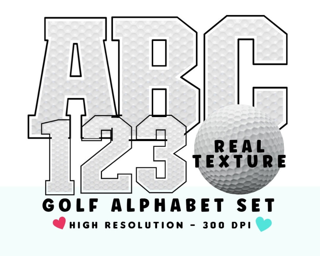Golf Ball Sports Font Alphabet & Numbers Set PNG, Scrapbooking Letters