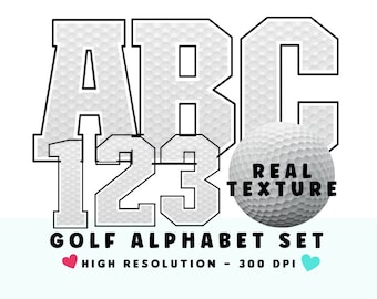 Golf Ball Font Alphabet & Numbers PNG: Sports Letters (Digital Download)