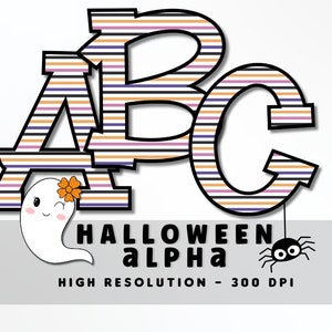 Conjunto de letras de fuente de Halloween PNG, Alfabeto de vibraciones de Halloween, Sublimación, Prensa de calor, Plancha, Calor a vinilo, Impresión, Letras de Halloween PNG