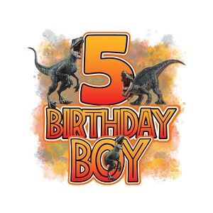 Dinosaure Cinquième Anniversaire PNG Sublimation Design Pour Fer Sur Les Transferts, Impression À La Demande, T-shirts, Presse À Chaud - Téléchargement - Anniversaire De Dinosaure