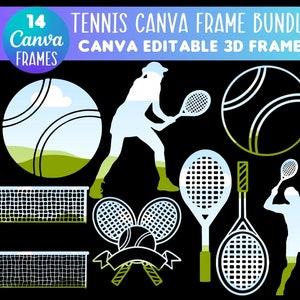 Tennis Canva Frame Bundle: Customizable Drag & Drop Templates (Digital Download)