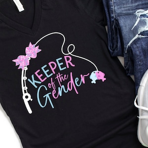 Fishing Gender Reveal Keeper Of The Gender PNG Sublimation Design für Bügelbilder, Print On Demand, T-Shirts, Hitzepresse - Download