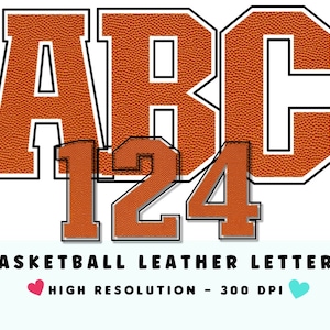 LETRAS DE BALONCESTO, alfabeto deportivo y números Set PNG - Scrapbooking Letters - Block Letters - Sports Basketball Letters Set - Alpha Set