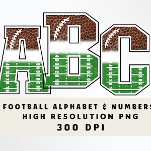 LETRAS DE FÚTBOL, alfabeto deportivo y números Set PNG - Scrapbooking Letters - Block Letters - Sports Font Football Letters Set - Alpha Set