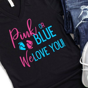 PINK or BLUE Script We Love You Gender Reveal PNG Sublimation Iron On Transfers - Print On Demand - T-shirts - Heat Press - Parents To Be